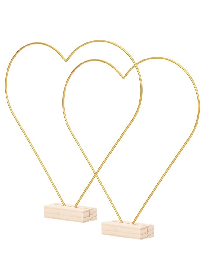 erorex - Heart Wreath Frame Heart Shape Floral Hoop Wreath Making Frame With Wooden Base For Wedding Diy Crafts Golden Heart Metal Wreath - Image 1
