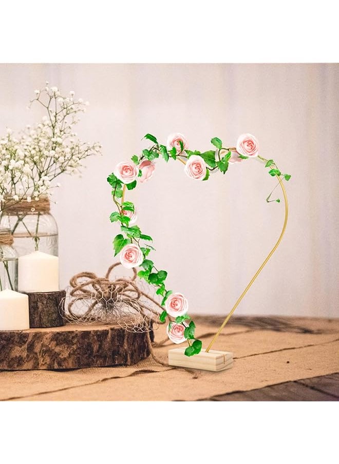 erorex - Heart Wreath Frame Heart Shape Floral Hoop Wreath Making Frame With Wooden Base For Wedding Diy Crafts Golden Heart Metal Wreath - Image 1