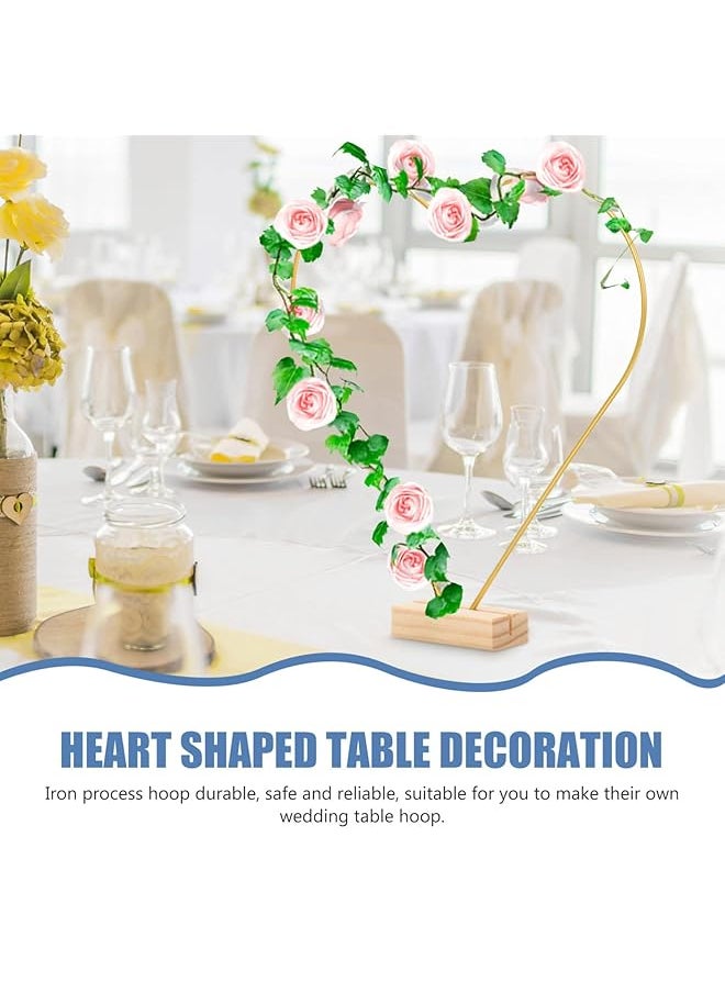 erorex - Heart Wreath Frame Heart Shape Floral Hoop Wreath Making Frame With Wooden Base For Wedding Diy Crafts Golden Heart Metal Wreath - Image 1