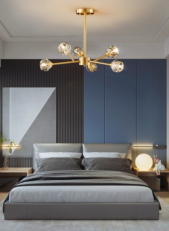 6-Light 3-Color post-modern luxury minimalist style crystal chandelier for home living room kitchen and dining room - Image 1
