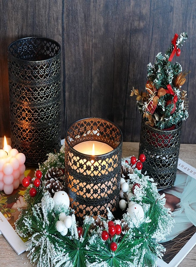 LANLONG Metal Candle Holders Set of 3, Decorative Tealight Candle Holder Sets, Candlestick for Pillar Vintage Style Perfect for Tabletop Centerpieces Home Decor Wedding Parties Events - Image 3