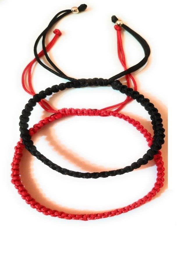 Jyokrish Combo Handmade Adjustable Simple Black & Red thread Bracelet for Unisex |Men |Boys |Girls |Women | Free Size |Nazariya |Pack of 2 |Lucky proctection | Hand band - Image 1