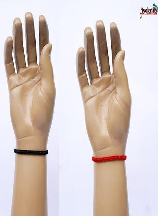 Jyokrish Combo Handmade Adjustable Simple Black & Red thread Bracelet for Unisex |Men |Boys |Girls |Women | Free Size |Nazariya |Pack of 2 |Lucky proctection | Hand band - Image 2