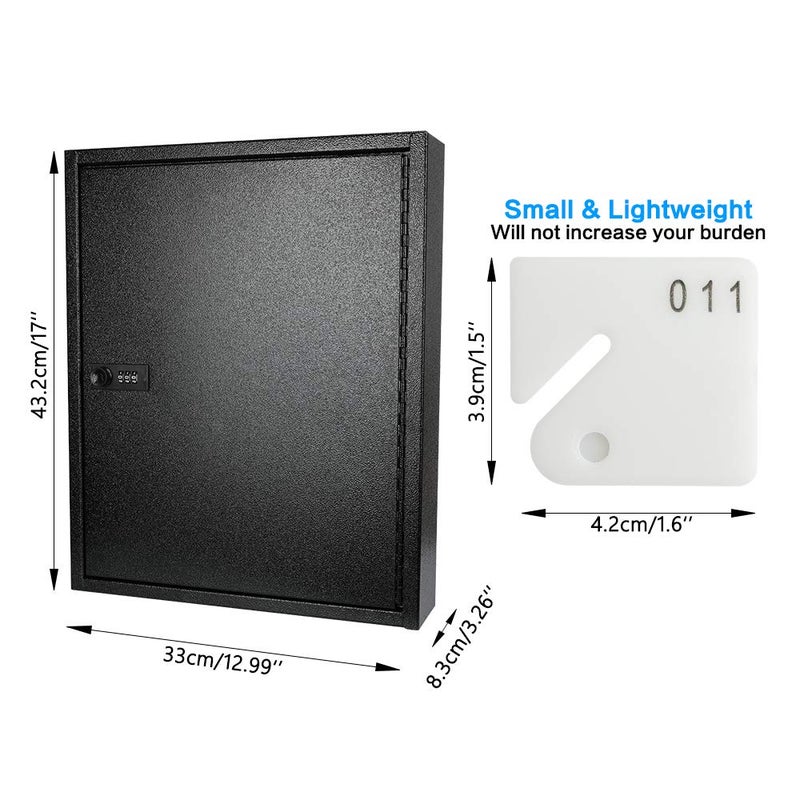 KYODOLED 100Keys Key Cabinet Organizer, Key Lock Box Wall Mount with Code, Large Keys Storage Combination Lock Box,17"x 12.99" x 3.26" (Black,100 Key) - Image 3