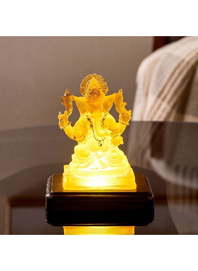 Home Box Asher Polyresin Amber LED Light on Wooden Base 12 x 9 x 14 cm - Image 4