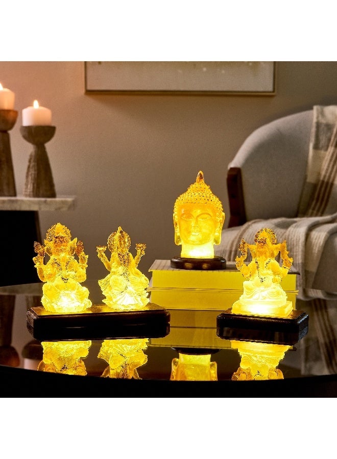Home Box Asher Polyresin Amber LED Light on Wooden Base 12 x 9 x 14 cm - Image 5