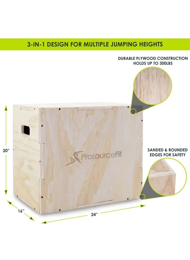 ProSourceFit 3-in-1 Wood Plyometric Jump Box for Cross Conditioning, Agility, Vertical Jump Training & Plyo Workouts, Biege, 24L x 20W x 16H - Image 2