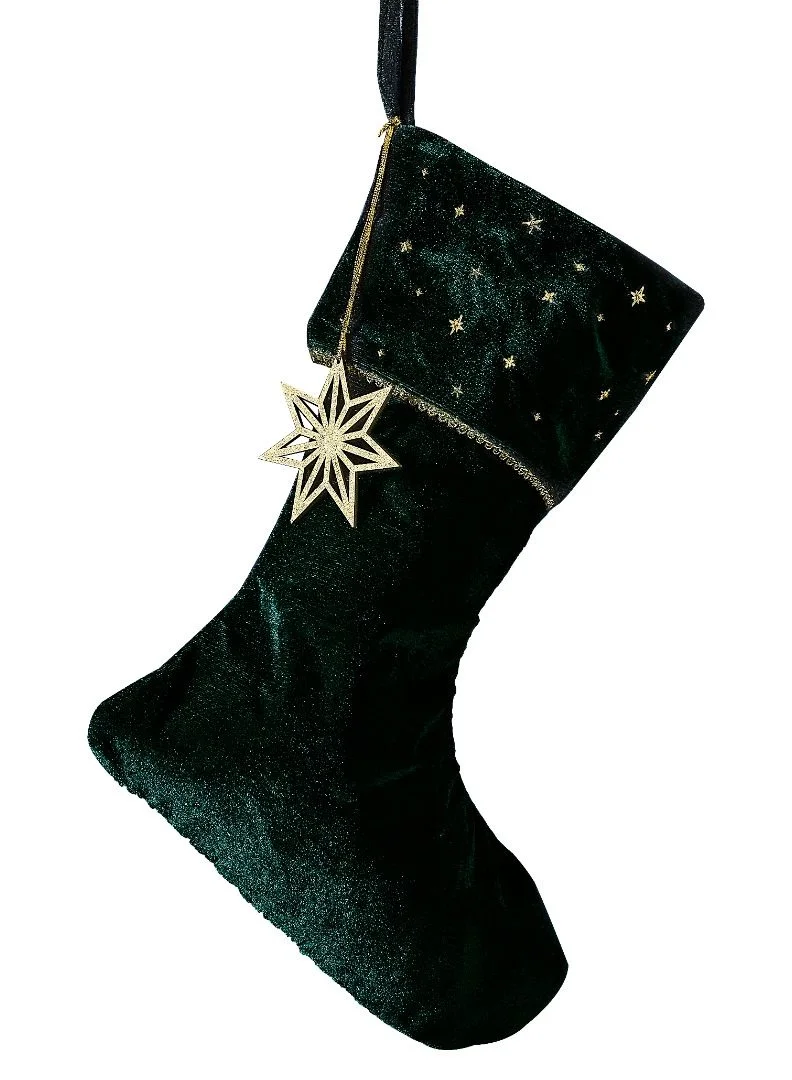 Ginger Ray Stocking Green Velvet With Embroidery