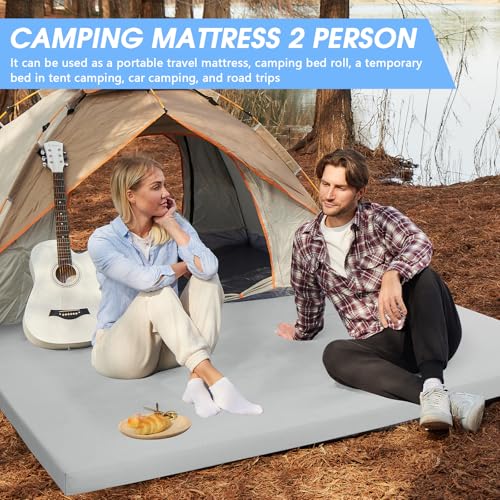 CYMULA Memory Foam Camping Mattress Pad,3in Sleeping Pad for Camping,Non-Slip Bottom Floor Car Mattress Bed Portable Roll up Mattress Pad Mat for Travel Truck Guest Bed Tent (FULL75*54 * 3) - Image 5