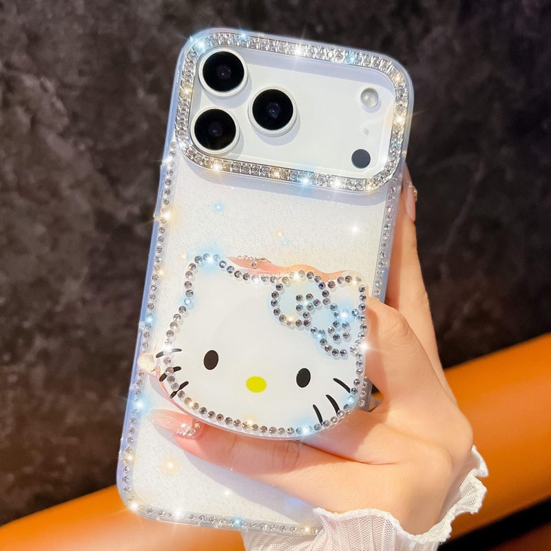 17Air Sparkling Diamond Hello Kitty Case with Stand for iPhone 17Air, Compatible with Apple 16 15Pro - Image 3