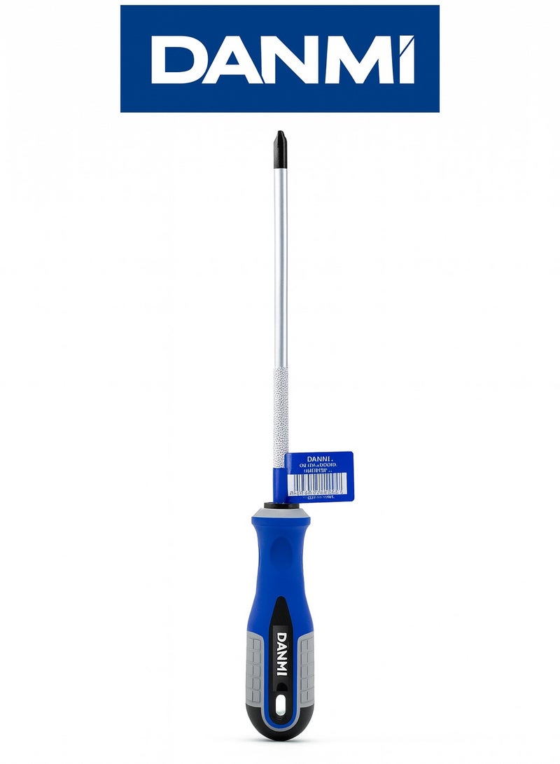 DANMI Screwdriver Set – 2 Pieces, 8" (200 mm) – Slotted 6×200 mm + Phillips PH2×200 mm, Ergonomic Bi-Material Handle, Heat-Treated Steel Shaft - Image 3