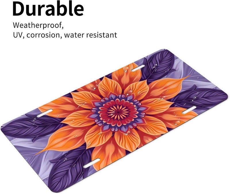 Mandala Damask Ethnic Front License Plate for Women Men Funny Car License Plates with 4 Holes Aluminum Metal Novelty Vanity Tag Cover Rust-Proof Us Canada Car Decor Accessory 6 * 12 Inches 729 - Image 4