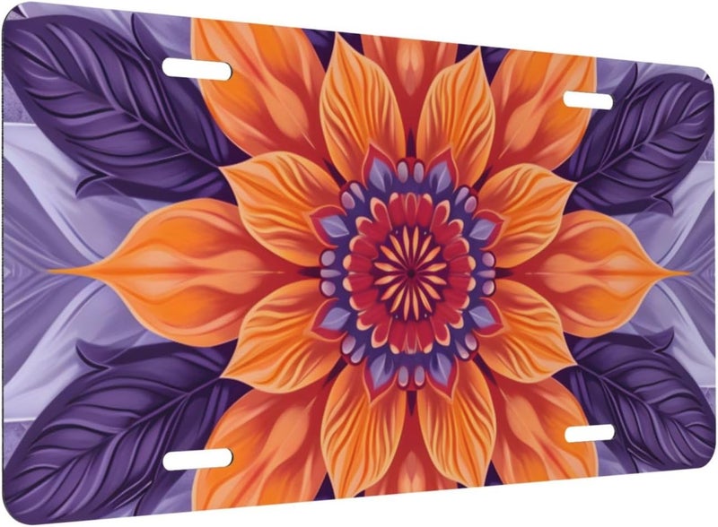 Mandala Damask Ethnic Front License Plate for Women Men Funny Car License Plates with 4 Holes Aluminum Metal Novelty Vanity Tag Cover Rust-Proof Us Canada Car Decor Accessory 6 * 12 Inches 729 - Image 2
