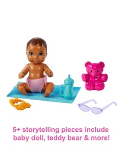 Mattel Games Skipper Babysitters Inc. Playset with Babysitter Doll Curly Brunette Hair, Stroller, Baby Doll & 5 Accessories  - Image 4