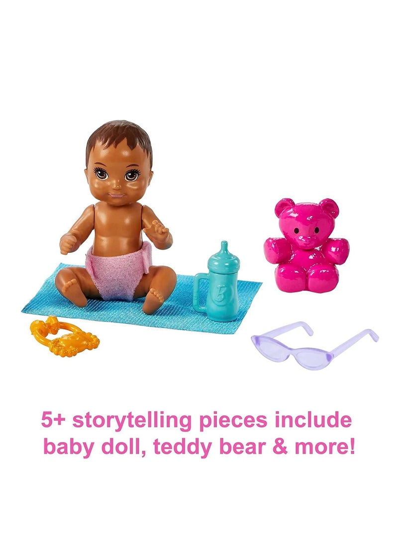 ماتيل جيمز مجموعة لعب Skipper Babysitters Inc. مع دمية جليسة الأطفال بشعر مجعد سمراء وعربة ودمية أطفال و 5 ملحقات - Image 4