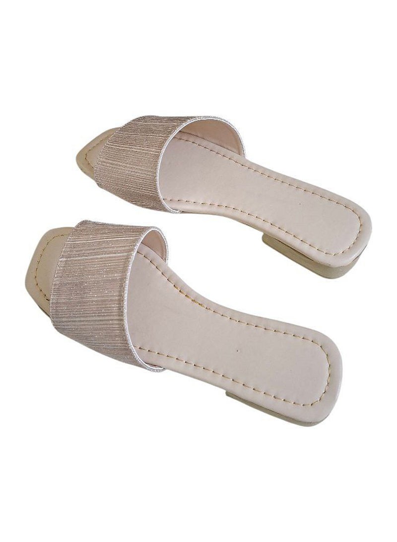 Karisma Simple Criss-Cross Strap Flat Squared Toe Slipper With Glitter Print Material - Image 2