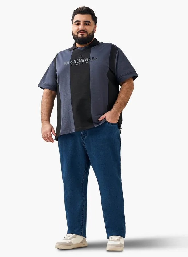 ماكسيم Men Regular Fit Collared Short Sleeve Paris Saint-Germain Print Polo T-shirt