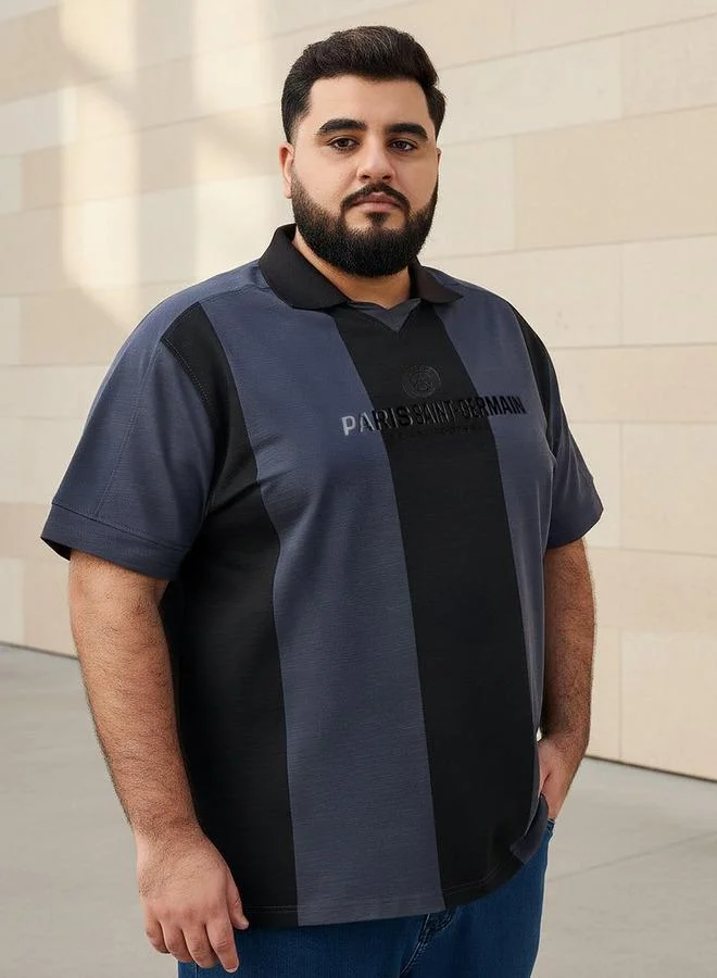ماكسيم Men Regular Fit Collared Short Sleeve Paris Saint-Germain Print Polo T-shirt
