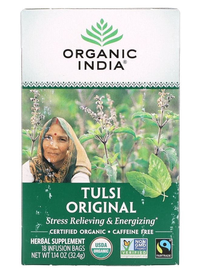 Organic India Tulsi Tea Original Caffeine-Free 18 Infusion Bags 1.14 oz (32.4 g) 