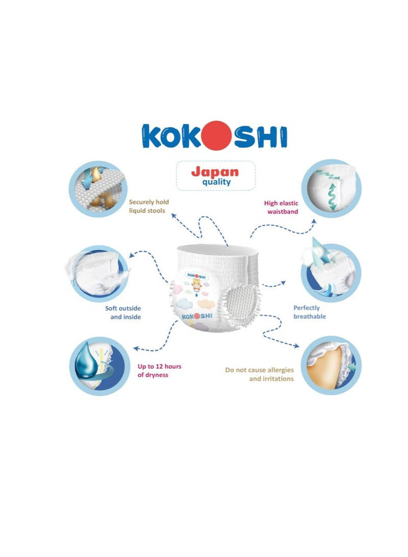 Kokoshi Kokoshi Premium Baby Pants, Size 7 for babies 20-30kg, Eco-friendly and Hypoallergenic Nappies, Japan Quality Ultimate Softness Leakproof for Skin Care Protection (Size 7-36 pcs)  - Image 3