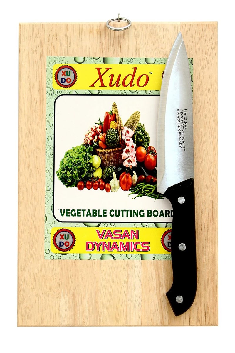 Xudo Xudo NonSlip Vegetable Cutting BoardVegetable Chopping Board With Hanging Ring 30 CM BIEGE Nonslip cutting board Wooden Cutting Board with Antibacterial Surface Professional Heavy Duty Durable Chopping Board with Finger Hole for Cutting and Chopping Vegetables Fruit Bread Meat Perfect Dual Tone Wood Serving Tray Board - Image 2