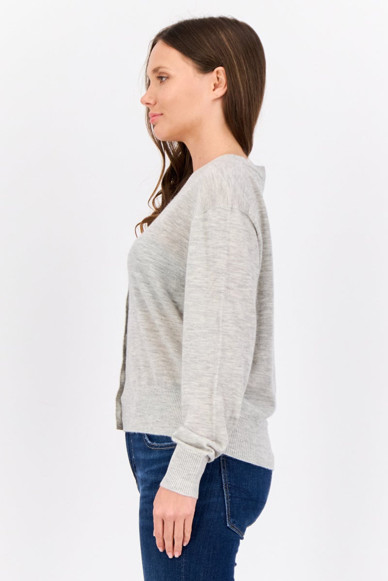 ESPRIT Women V Neck Heather Cardigan, Grey  - Image 4