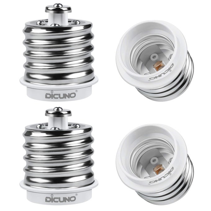 E39 TO E26 ADAPTER MOGUL E39 TO STANDARD E26 SCREW BASE LIGHT BULB SOCKET REDUCER CONVERTER MAXIMUM 200W AND 165 HEAT RESISTANT LAMP SOCKET ADAPTER 4PACK