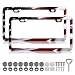 LIN KANG Patriotic American Flag License Plate Frame Holder 2 Pack Universal Aluminum Matte Stripe US Flag Gloss Car Plate Frame Covers with 2 Holes and Screws Fasteners Caps - Image 2