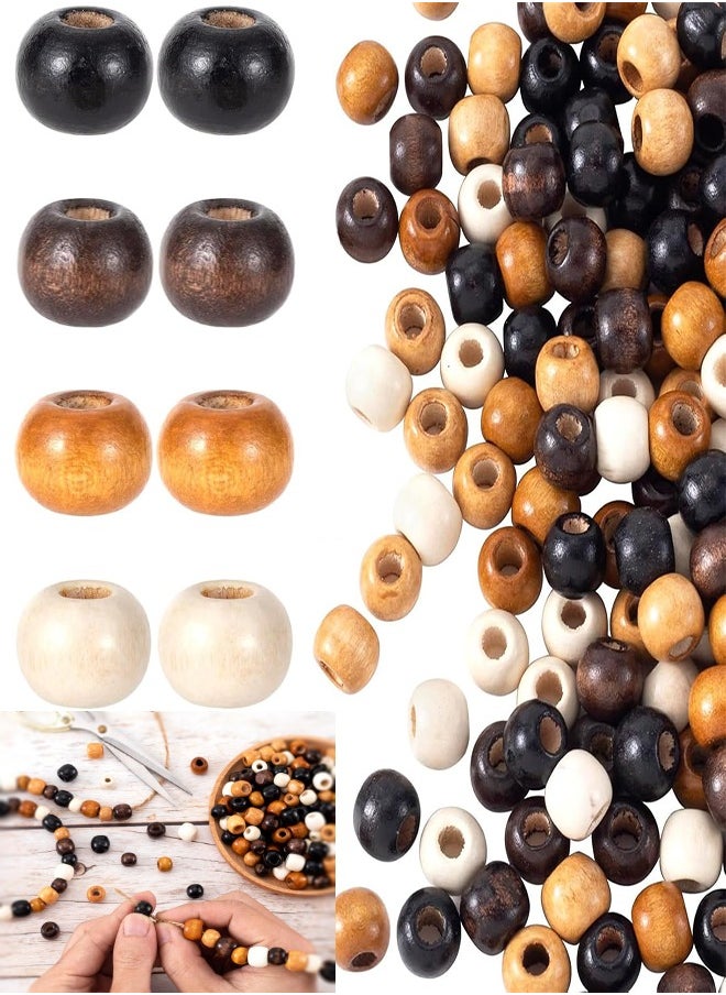Generic - 400pcs Wood Beads Natural Unfinished Round Wooden Loose Beads Wood Spacer Beads, 4 Colors, 12x11mm - Image 1