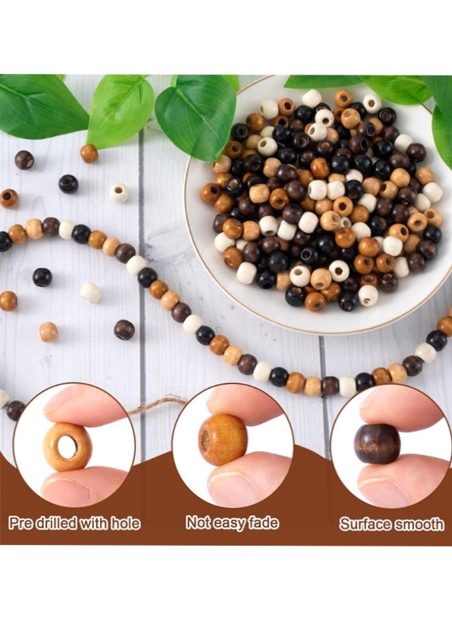 Generic - 400pcs Wood Beads Natural Unfinished Round Wooden Loose Beads Wood Spacer Beads, 4 Colors, 12x11mm - Image 1