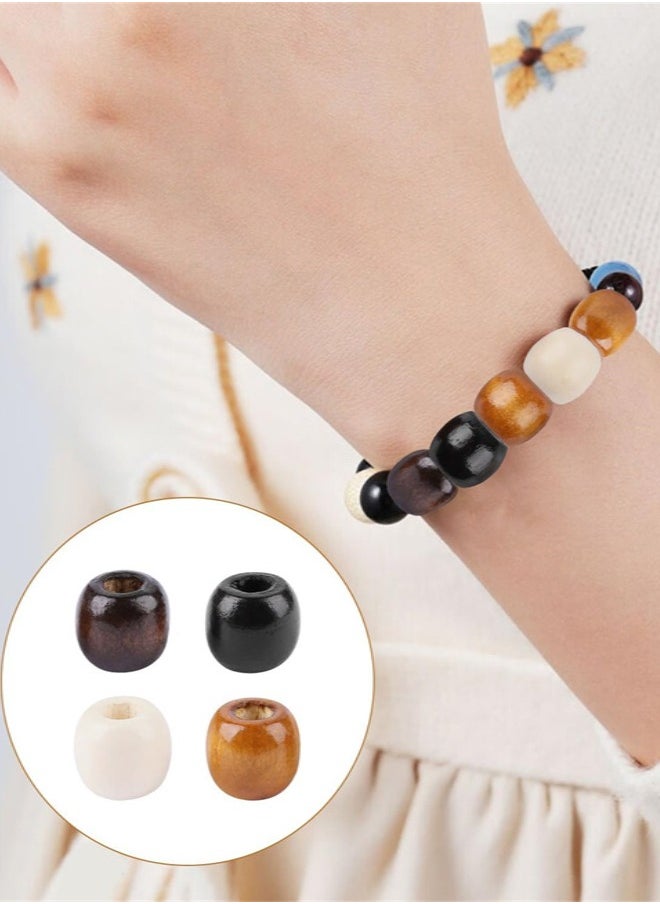 Generic - 400pcs Wood Beads Natural Unfinished Round Wooden Loose Beads Wood Spacer Beads, 4 Colors, 12x11mm - Image 1