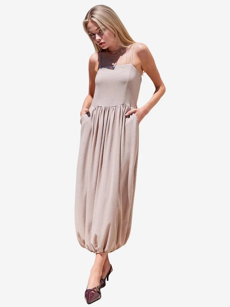 BIG DART BDART Textured Maxi Knit Dress with Square Collar