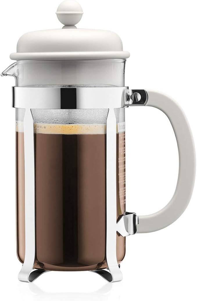 bodum French Press System Caffeteria 8 Cups 1 L Plunger Coffee Maker, Glass, Plastic, Steel, Cream White, 8 Cup - Image 1