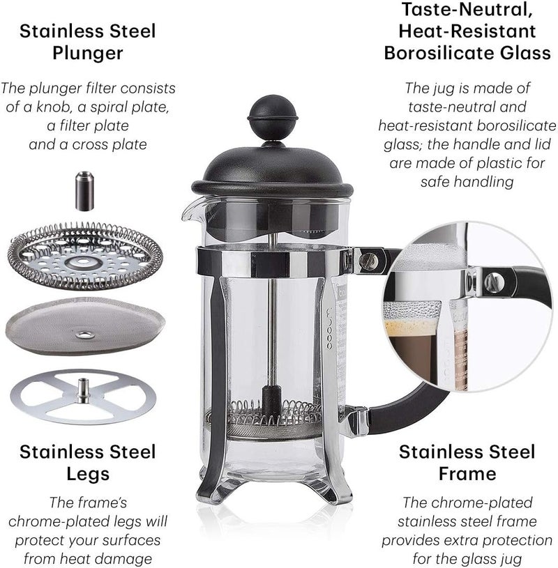bodum French Press System Caffeteria 8 Cups 1 L Plunger Coffee Maker, Glass, Plastic, Steel, Cream White, 8 Cup - Image 5