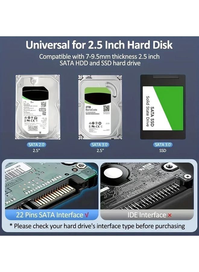 علبة محرك الأقراص الثابت من USB إلى Micro B، علبة USB 3.0 SATA III خالية من الأدوات لمحركات أقراص SSD وHDD مقاس 2.5 بوصة - Image 4