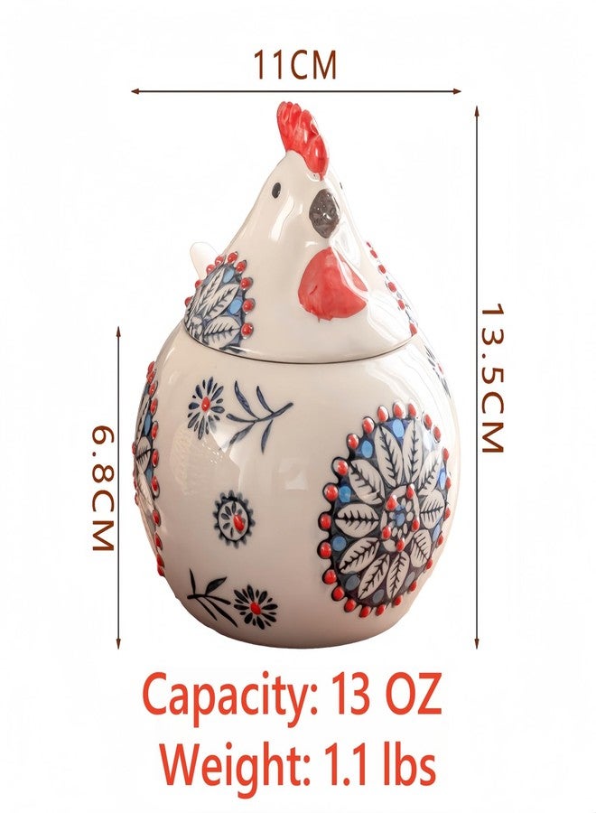 Frezonika Ceramic Salt Cellar with Lid and Spoon, 13 OZ Large Chicken Salt Jar, Salt Holder for Counter, Coffee, Sugar, Spices and Candies, Salt Containers for Countertop (Blue) - Image 4