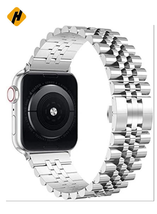 HuHa Compatible with Apple Watch Band 41mm 40mm 38mm, Stainless Steel Heavy Band with Butterfly Folding Clasp Link Bracelet for iWatch Series8/7/6 /SE Series 5/4/3/Men women,Silver  - Image 1