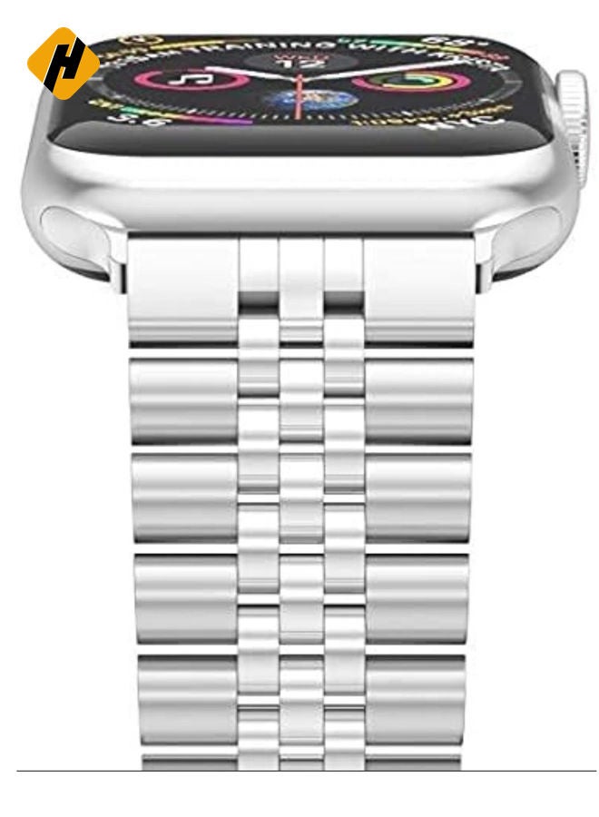 HuHa Compatible with Apple Watch Band 41mm 40mm 38mm, Stainless Steel Heavy Band with Butterfly Folding Clasp Link Bracelet for iWatch Series8/7/6 /SE Series 5/4/3/Men women,Silver  - Image 3