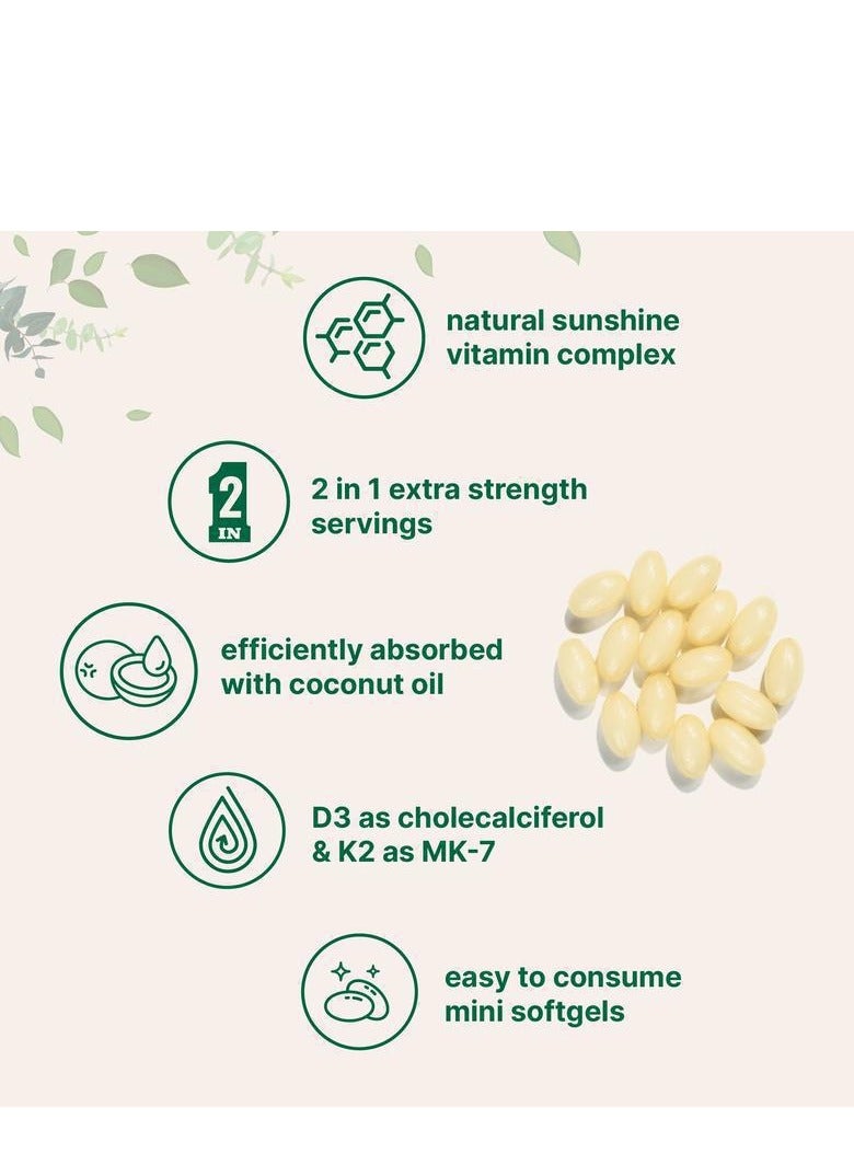 فيتامين D3 10000iu و K2 200ug دعم المناعة 2 في 1 تركيبة خالية من الكائنات المعدلة وراثيا خالية من الغلوتين خالية من الألبان - 180 كبسولة هلامية مكمل غذائي - Image 3