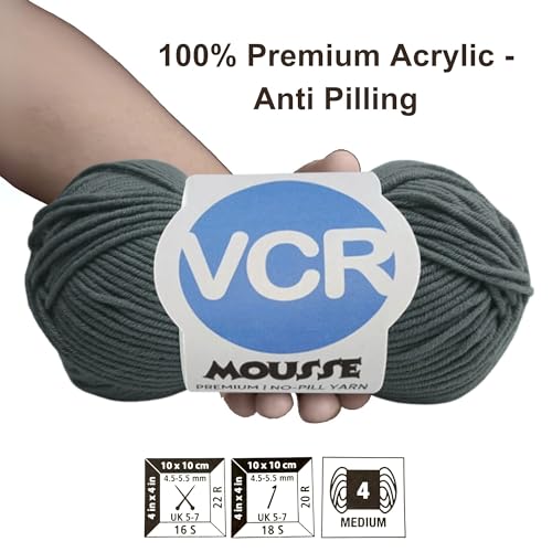 VCR 4ply Dark Grey Blue Yarn, 100 Grams Hank, 190 Meters Length, Acrylic Ball for Crochet and Knitting, Soft Crosia Threads, Pack of 1 Yarn, Suitable for DIY Crafts - Image 3