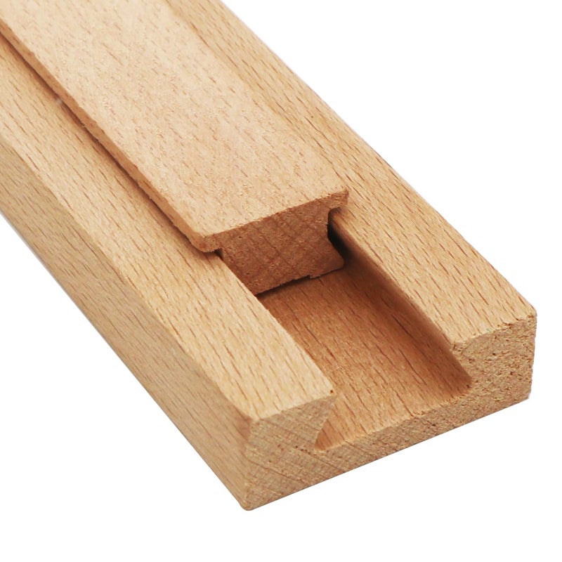 GUKBIAY Wood Drawer Slides 4PCS 16 Inch Wooden Drawer Rails Classic Wood Center Guide Track with Metal Slide Glides Bracket Drawer Glides Rails Replacement Kit - Image 4