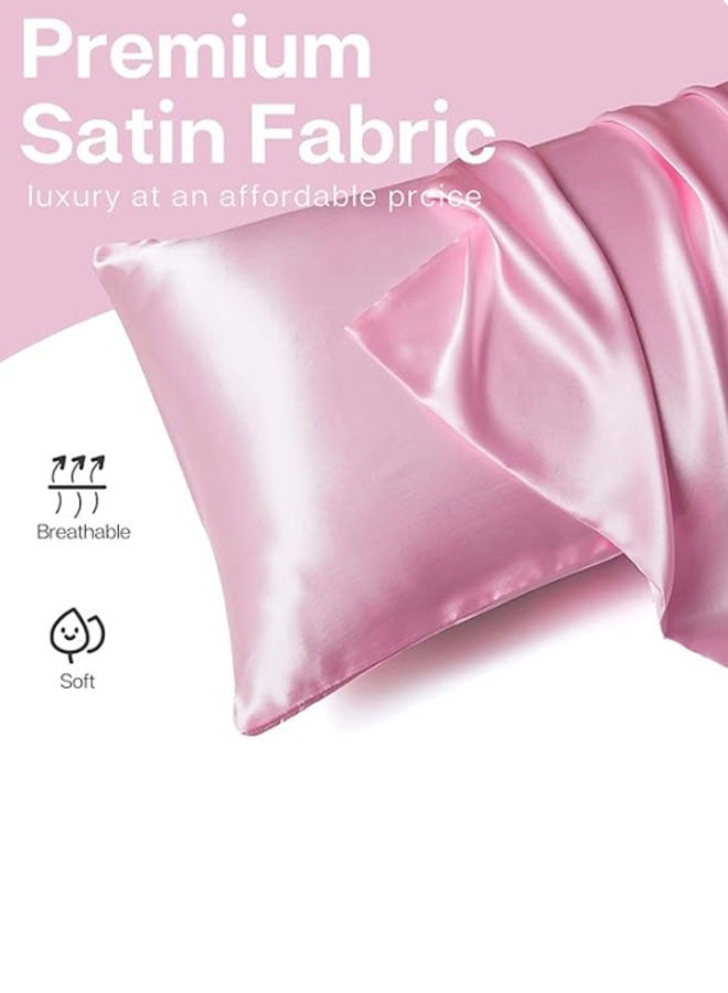 زي سي إم - هابي حزمة من 2 كيس وسادة من الساتان الحريري الصديق للبشرة مع تصميم مغلف، كيس وسادة ناعم مناسب للشعر، أغطية وسائد فاخرة من الساتان لنوم أفضل، أغطية وسائد مضادة للتجاعيد للبشرة الحساسة - Image 3