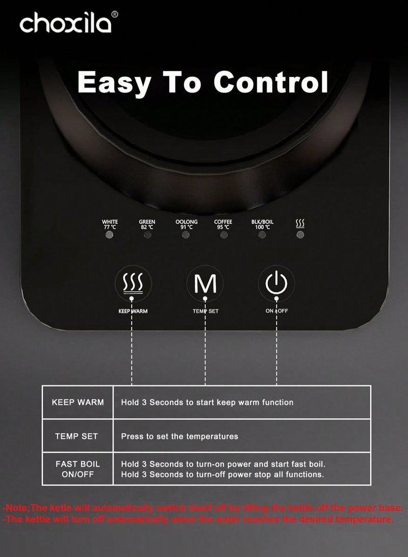 choxila 1pcs 1200W Electric Coffee Kettle, 27oz Pour Over Coffee Kettle,with 5 Modes, 800ML Coffee Pot, V60 Tool, Premium Pour Over Kettle - Image 5