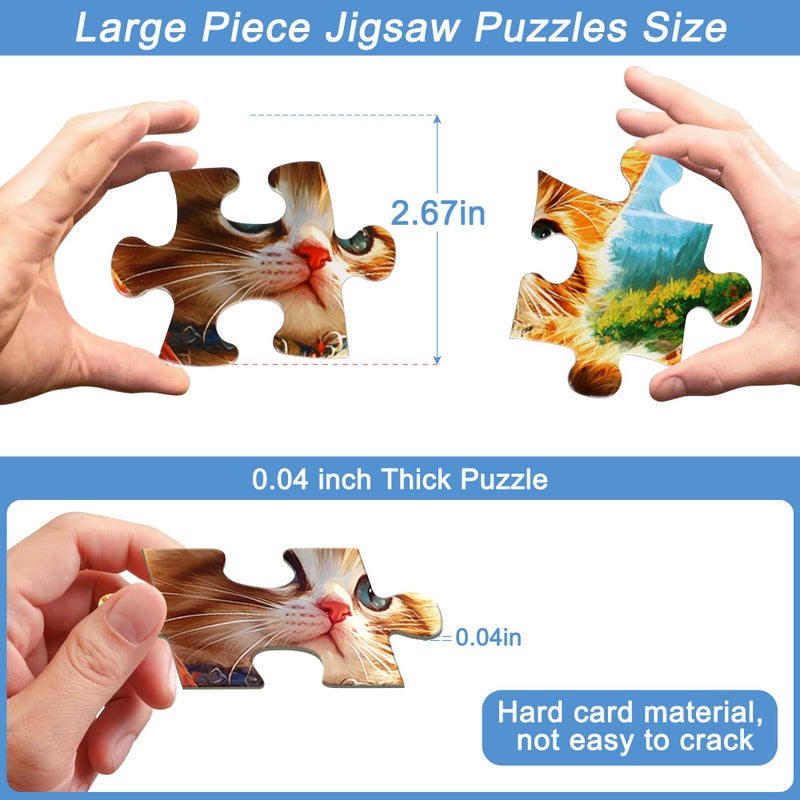 LELEMON 6 Packs 24 Large Piece Puzzles for Seniors,Animals Puzzle for Seniors with Dementia,Turtle Panda Cat Dolphin Bird Dog Easy Jigsaw Puzzle for Alzheimers Memory Games Dementia Activities - Image 5