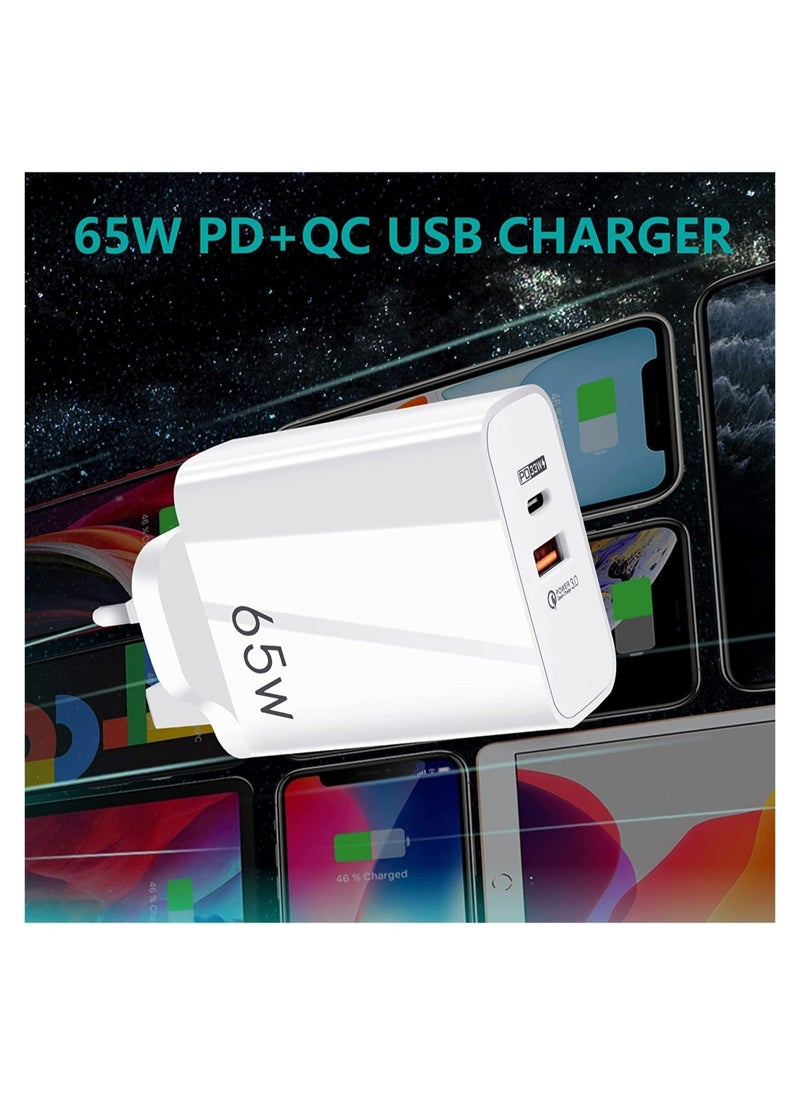 65W USB-C Fast Charger with PD 3.0 Technology – Dual Port USB Plug Charger for iPhone 14, Samsung, iPad, Mobile Power Banks, Tablets, Headphones  More | Super Fast Type-C Wall Charger - Image 3