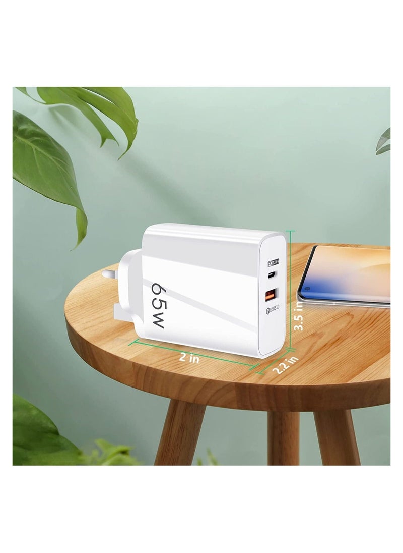 65W USB-C Fast Charger with PD 3.0 Technology – Dual Port USB Plug Charger for iPhone 14, Samsung, iPad, Mobile Power Banks, Tablets, Headphones  More | Super Fast Type-C Wall Charger - Image 4