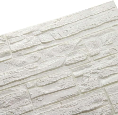 NHSUNRAY 3D Brick Textured Pattern Wall Panels Wallpaper Self-Adhesive PE Foam Waterproof Modern Style for Living Room Bedroom Kitchen Wall Covering Background Decoration (2PCS, White) - Image 1