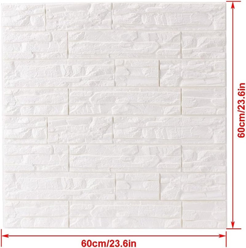 NHSUNRAY 3D Brick Textured Pattern Wall Panels Wallpaper Self-Adhesive PE Foam Waterproof Modern Style for Living Room Bedroom Kitchen Wall Covering Background Decoration (2PCS, White) - Image 2