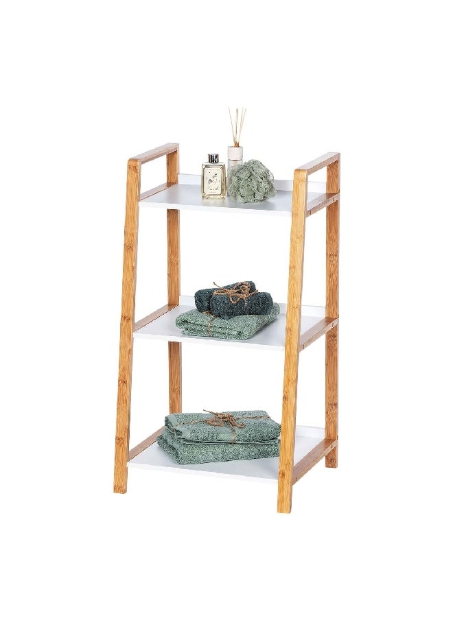 Wenko 3-Tier Finja Shelving Unit Brown and White 43 x 76 x 36 cm 50710100  - Image 2