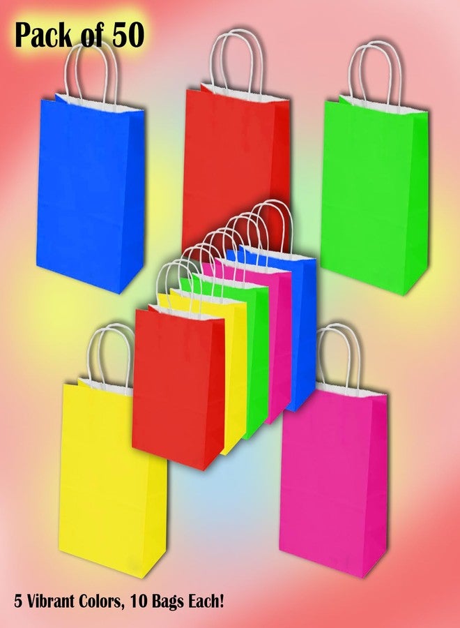 Aakriti Paper Gift Bags with Handles, Pack of 50 – 5 Vibrant Colors (10 Each) – Recyclable Kraft Bags for Birthdays, Weddings, Parties, Shopping, and Retail – 10 x 8 x 3 Inch - Image 2